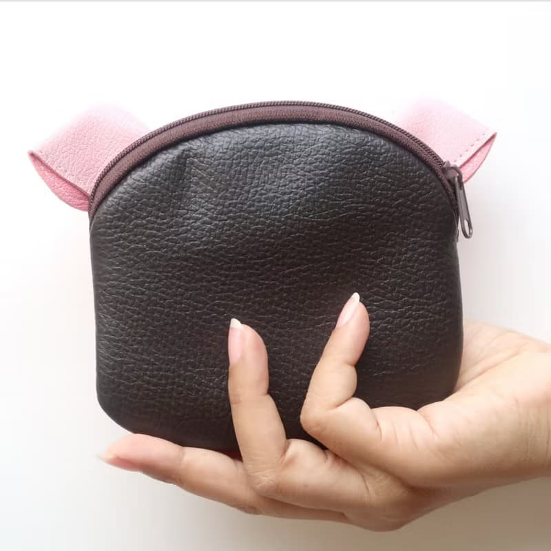 【雙11折扣】Pig coin purse ,small synthetic leather wallet bag with zip.various card
