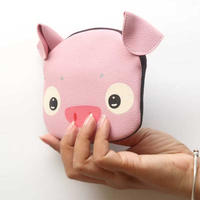 【雙11折扣】Pig coin purse ,small synthetic leather wallet bag with zip.various card