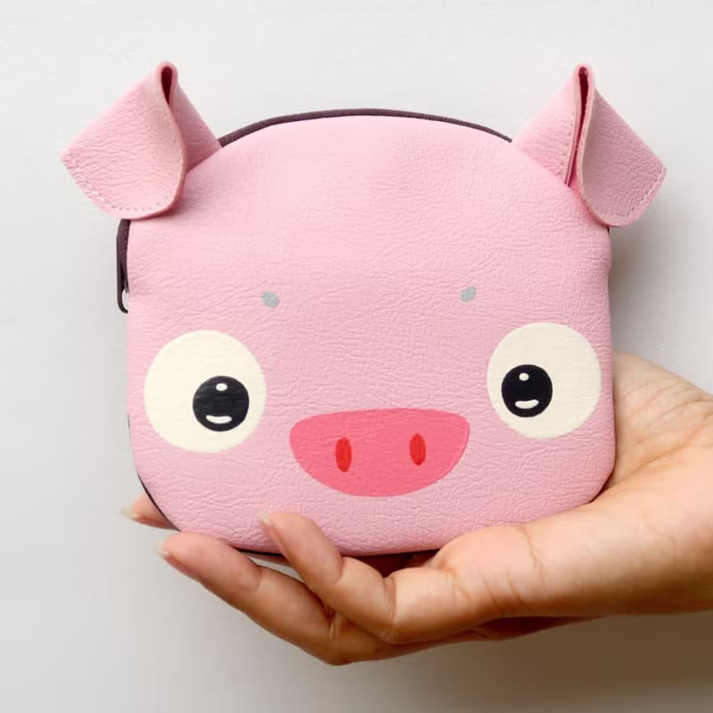 【雙11折扣】Pig coin purse ,small synthetic leather wallet bag with zip.various card