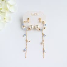 獨家【三種戴法】星球 耳圈 水鑽海藍色水晶鑽石珍珠垂墜耳環x