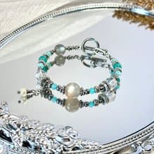 溫柔與清晰之間水晶療癒手鍊 - 醫療鋼OT扣/月光石/天河石/白水晶