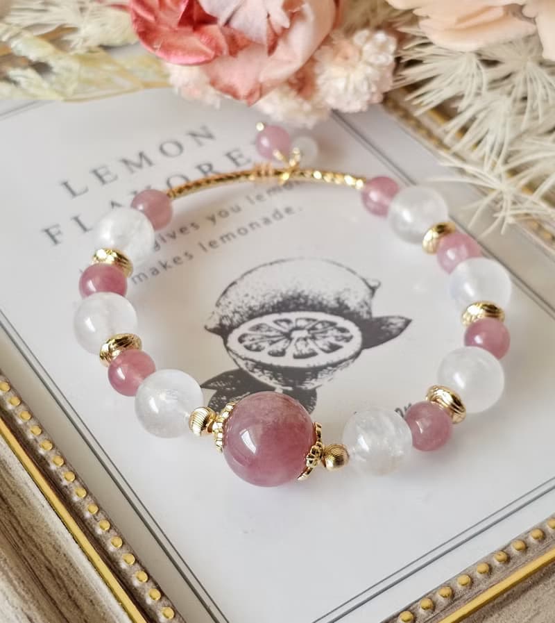 月映玫瑰-馬粉晶/月光石/水晶手鍊/愛情/人緣/好氣色/貴人