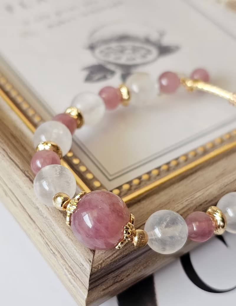 月映玫瑰-馬粉晶/月光石/水晶手鍊/愛情/人緣/好氣色/貴人