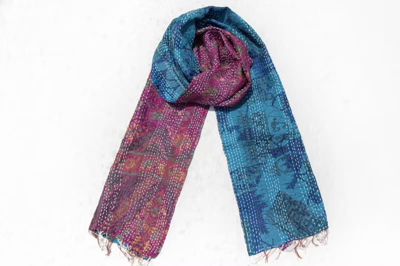 刺繡絲巾/絲綢刺繡圍巾/手縫紗麗線絲巾/印度絲綢刺繡圍巾-非洲色