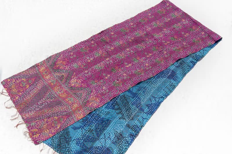 刺繡絲巾/絲綢刺繡圍巾/手縫紗麗線絲巾/印度絲綢刺繡圍巾-非洲色
