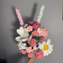 Flower bouquet crochet in pink tone