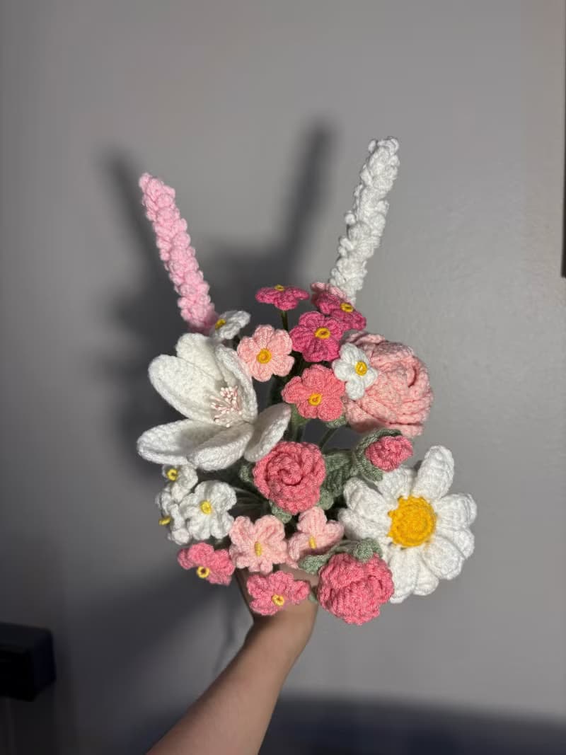Flower bouquet crochet in pink tone
