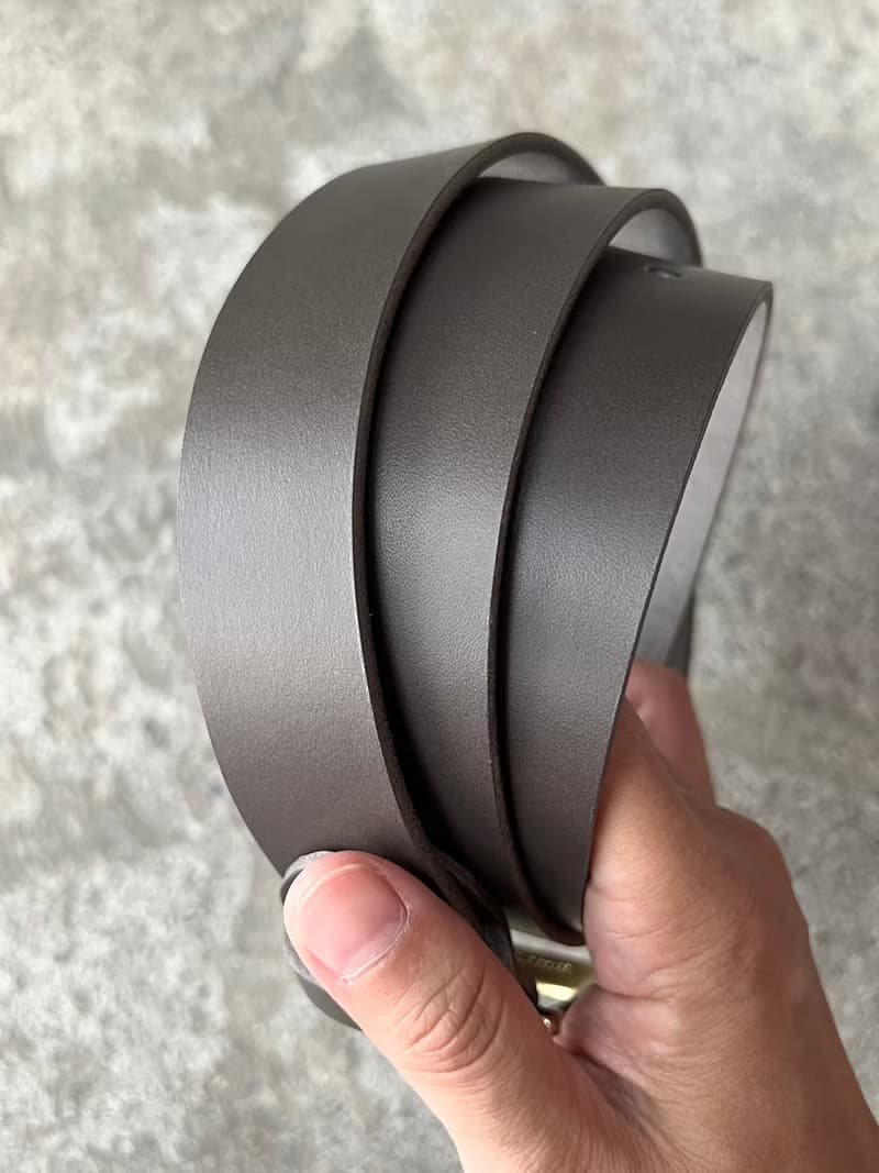 3cm寬 好耐皮帶 馬蹄頭I鐵灰 植鞣革真皮腰帶