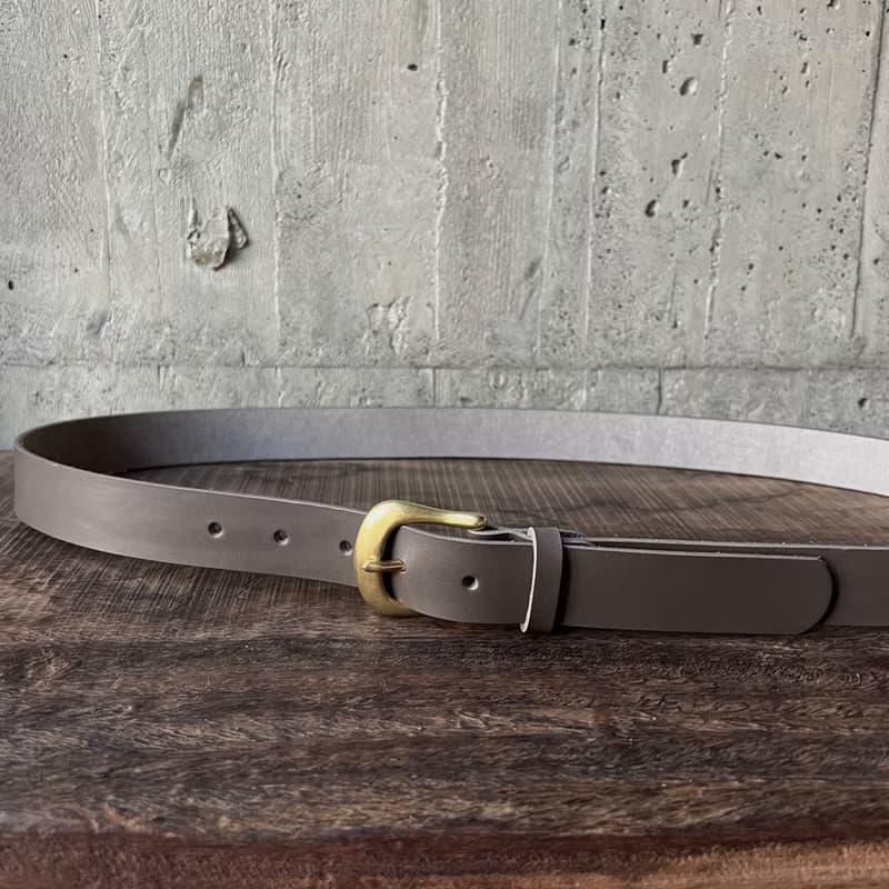 3cm寬 好耐皮帶 馬蹄頭I鐵灰 植鞣革真皮腰帶