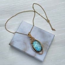220742 wire wrapping 拉長石 銅線 繞線 吊墮
