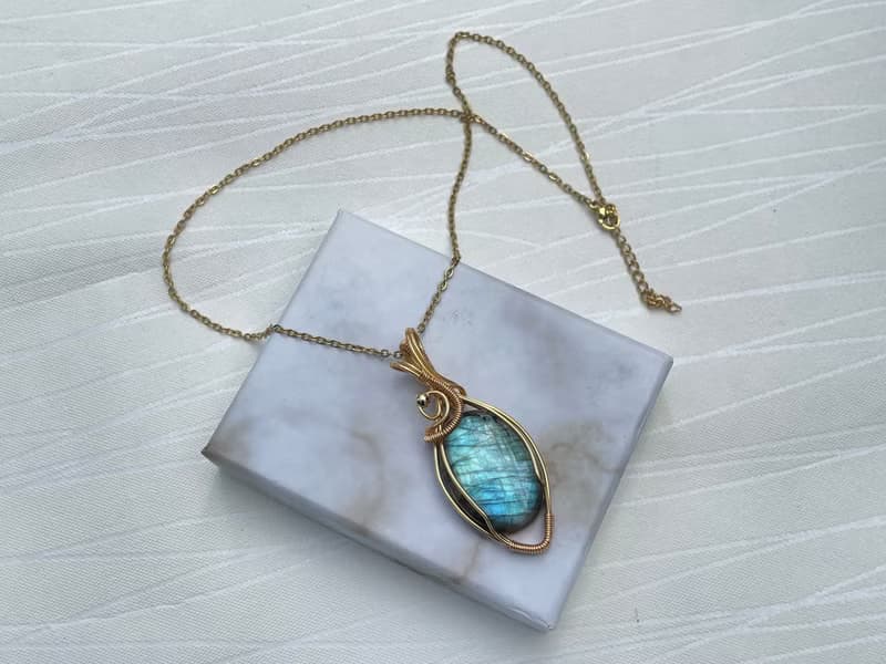 220742 wire wrapping 拉長石 銅線 繞線 吊墮