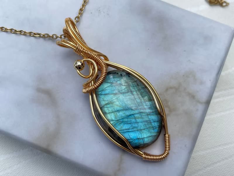 220742 wire wrapping 拉長石 銅線 繞線 吊墮