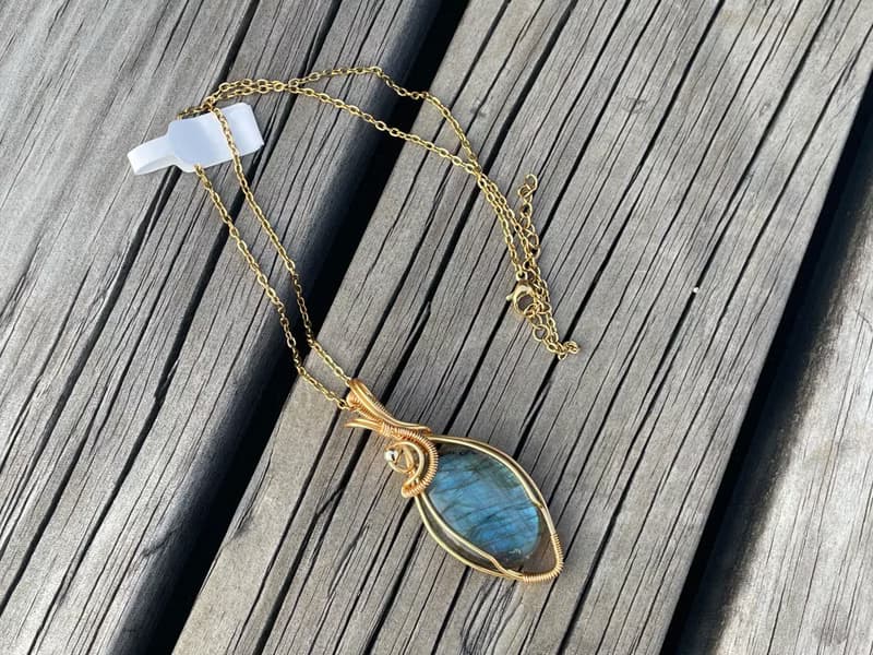 220742 wire wrapping 拉長石 銅線 繞線 吊墮