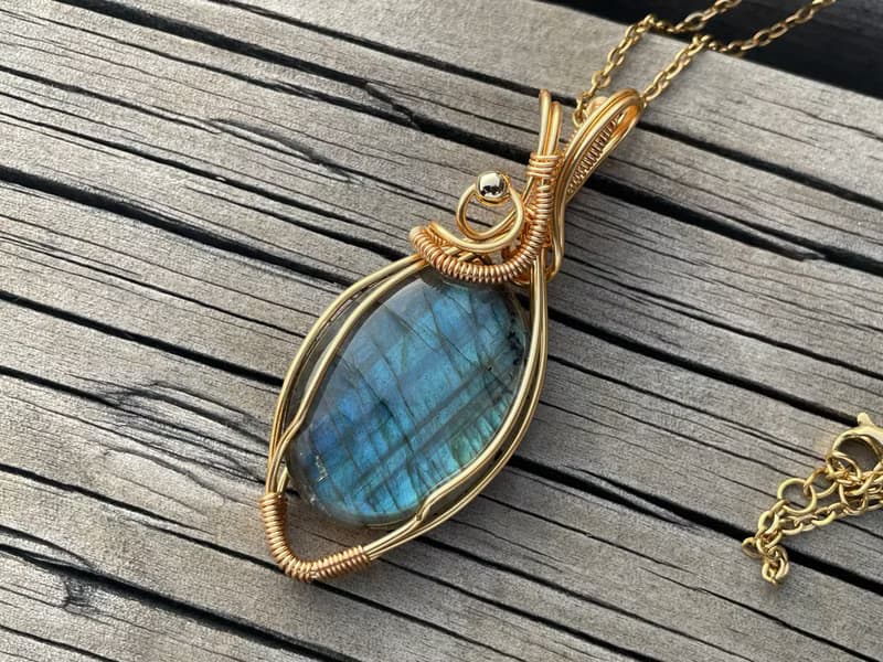 220742 wire wrapping 拉長石 銅線 繞線 吊墮