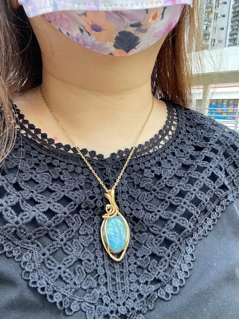 220742 wire wrapping 拉長石 銅線 繞線 吊墮