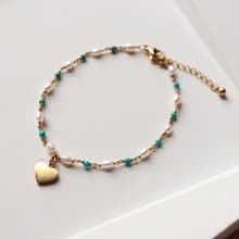 【招財開運】多巴胺女孩。綠松石珍珠手鍊