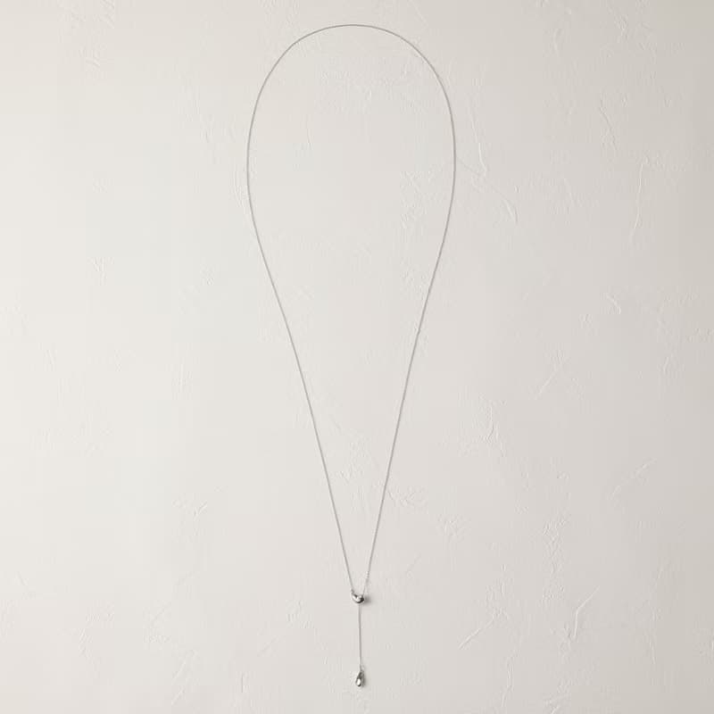 pendulum-beans necklace SV ニッケルフリー スムースラリエットネックレス 長さが自由に変えられるロングネックレス　シルバー