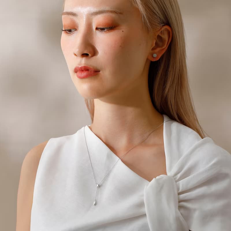 pendulum-beans necklace SV ニッケルフリー スムースラリエットネックレス 長さが自由に変えられるロングネックレス　シルバー