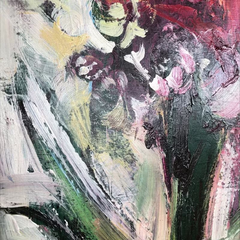 Large Abstract Canvas Flowers Bouquet Painting Colorful Oil Painting Unique Wall