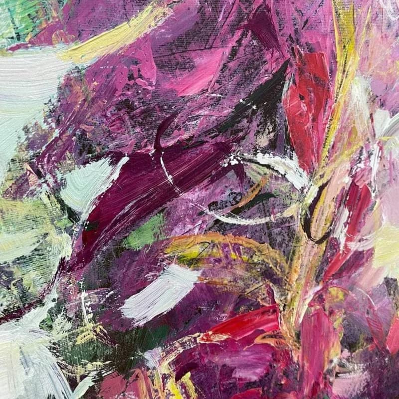 Large Abstract Canvas Flowers Bouquet Painting Colorful Oil Painting Unique Wall