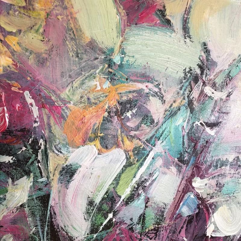 Large Abstract Canvas Flowers Bouquet Painting Colorful Oil Painting Unique Wall