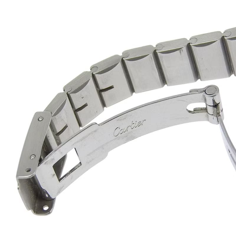 【日本直送】カルティエ CARTIER サントスラウンドSM 腕時計 cal.81 84038288 SS×YG クオーツ アナログ表示 ホワイト文字盤【中古】