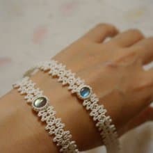 | MC | 天然冰種拉長石細頸鏈 choker 真絲編織 婚禮波西米亞風