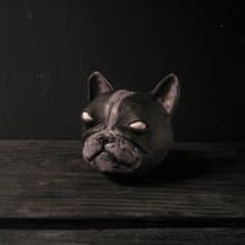 黑紫鬥牛犬(雕塑 筆筒 花器 可愛 暗黑)