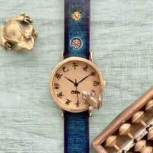 凝望沼澤的青蛙款手錶M黑糖 江戶文字