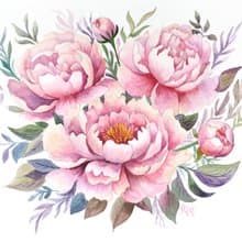 Peony Bouquet Painting Flower Original Wall Art Pink Floral Artwork