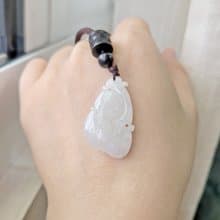 親翠 天然翡翠 冰潤嬌隨型靈芝如意項鍊
