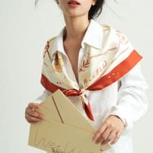 【多色丘比特】法式復古/浪漫插畫/真絲方巾/禮物