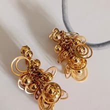 vintage jewelry  AVON 華麗金色星球環型吊飾 夾式耳環