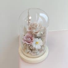七夕情人節永生玫瑰奶茶玻璃盅罩 生日告白求婚結婚捧花乾燥花禮