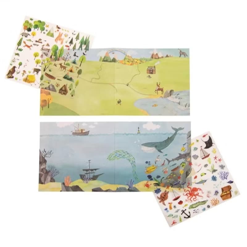 法國品牌 Moulin Roty 場景轉印貼紙-探險家 玩具