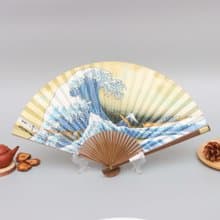 京都唐木浮世繪和紙扇子-葛氏北齋-神奈川沖浪裏