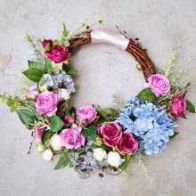 玫瑰繡球花環花束人造花花束永不凋謝花花束婚禮新娘人造花花環花