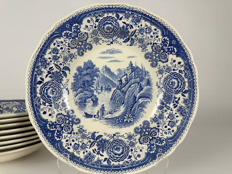 德國唯寶布爾根蘭藍色深湯碗 9 件復古