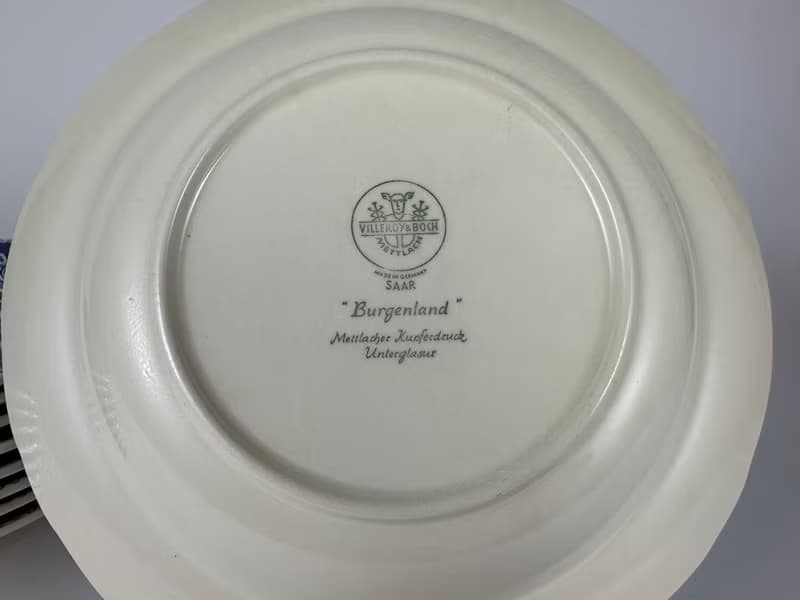 德國唯寶布爾根蘭藍色深湯碗 9 件復古