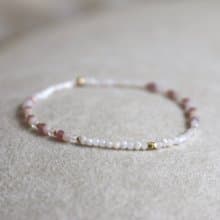 手環 粉澳寶 粉碧璽 彈性繩 - 陽光 -