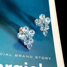 vintage jewelry  典雅晶透萊茵 夾式耳環