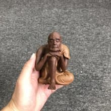 送禮紫砂壺茶壺沉思罗汉合十全手工制作 紫泥段泥双色 高11*长9*7