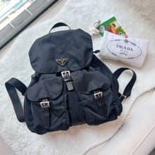 【日本中古】Vintage Prada Re-Nylon 背包 - 黑色 (大號)