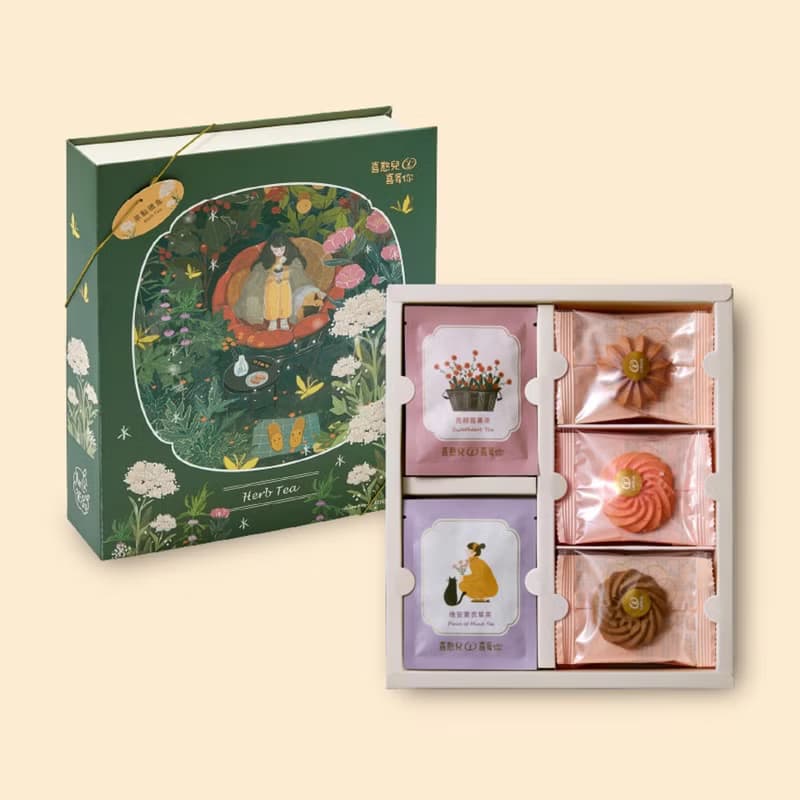 【喜憨兒】恬靜花園禮盒(B) I 花草茶 I 手工餅乾