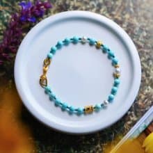 天然綠松石 純銀如意 設計單圈手鍊手串s