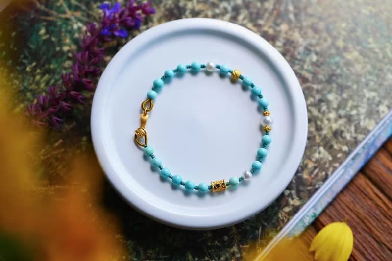 天然綠松石 純銀如意 設計單圈手鍊手串s