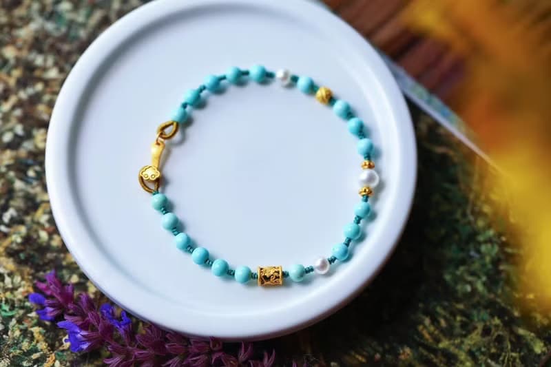 天然綠松石 純銀如意 設計單圈手鍊手串s