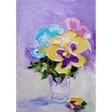 Bouquet of Violets Painting Original Art Small Flower Artwork Floral Wall Art