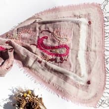 喀什米爾Cashmere/水煮羊毛披肩/針織圍巾/刺繡圍巾/羊絨披巾-花
