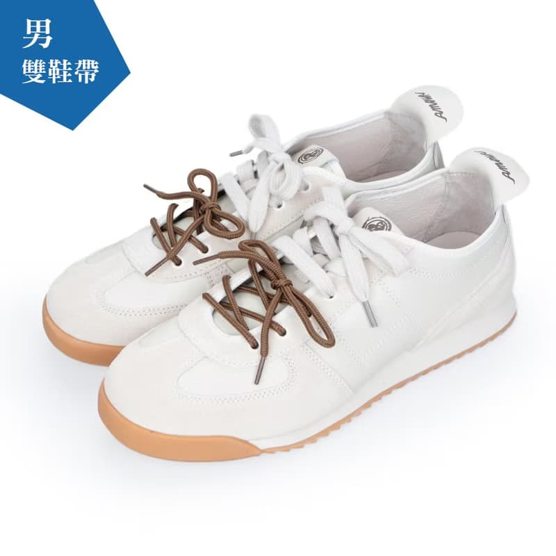 【率性百搭】MIT舒適休閒鞋。真皮。薄霧米白9533